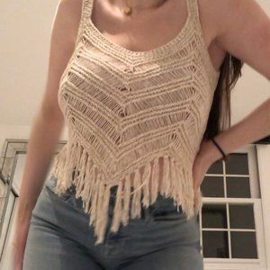 Alice + Olivia Adelina Chevron Fringe Tank--XS